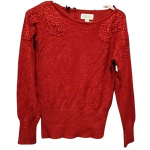 EUC Women's Small Red Sweater Holiday Winter Elegant Office